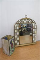 Stained Glass Wall Mirror 16" h, Stained Glass