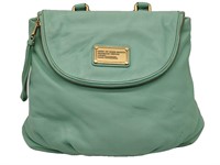 Aqua Green Leather Large Pouch Bag