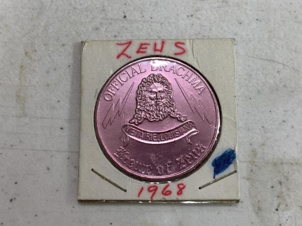 1968 Official Drachma Krewe of Zeus Doubloon
