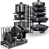 Pots and Pans Organizer Under Cabinet - 8-Tier Adj