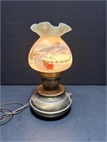FENTON HANDPAINTED COLONIAL LAMP SLEIGH WINTER