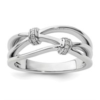 Sterling Silver- Diamond Criss Cross Ring