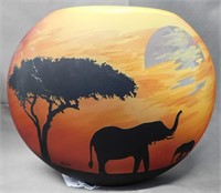 Signed Womar Glass Elephant Vase