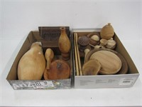 2 Tray lots of Wooden items