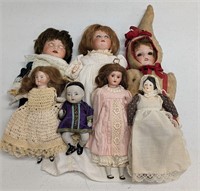 (7) Small Antique Bisque Dolls