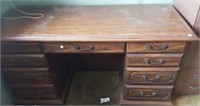 Wood office desk with 8 drawers