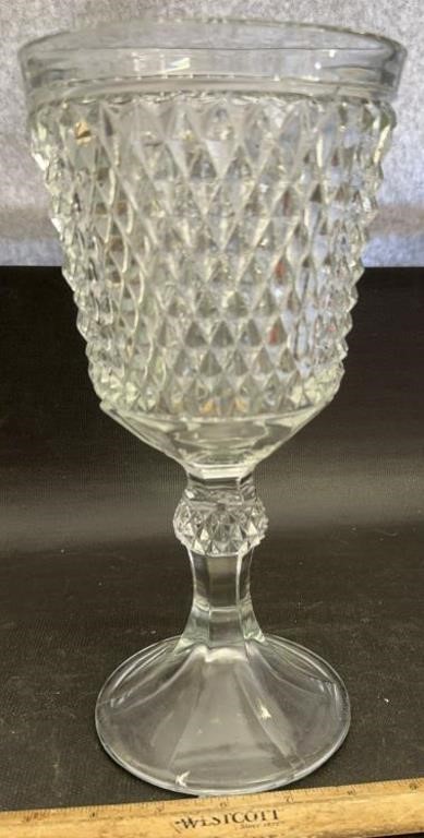 INDIANA GLASS DIAMOND POINT CLEAR LARGE GOBLET