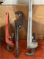 3 Large Pipe Wrenches