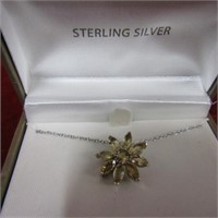 Sterling silver necklace w/citrine.