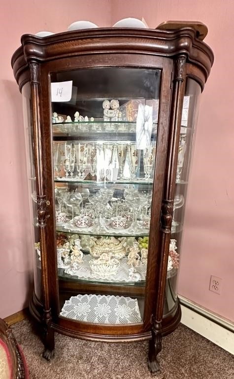 Antique Bow Front Curio Cabinet