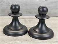 GRAPHITE CANDLE STICK HOLDERS SET OF 2