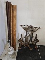 Cast Iron Legs, Metal Lamp Part +Wood Trim +