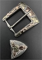 Sterling Silver, 10K Gold Overlay Belt Buckle