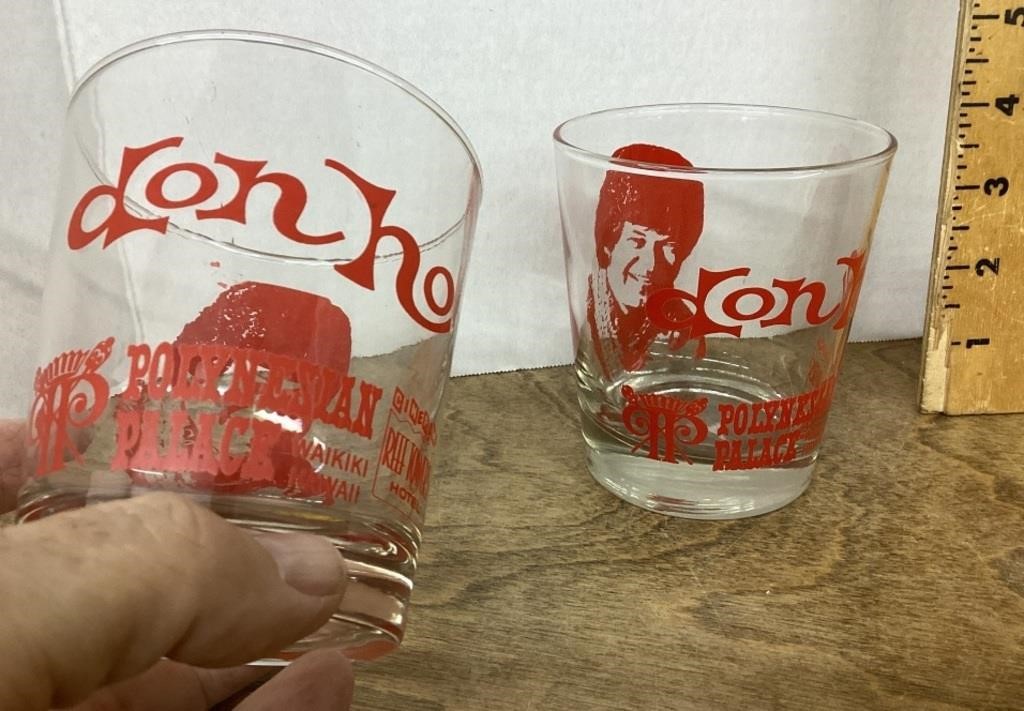 2 Don Ho Polynesian Palace rocks glasses