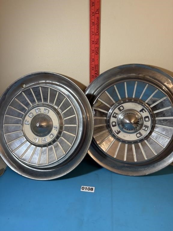 Ford hubcaps c 1950 possibly 14in