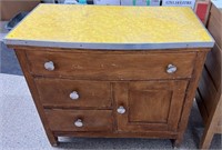 Wooden Cabinet with Arborite Top. 31" x 17" x 28"