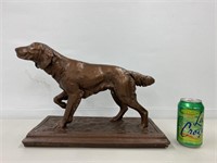Bronze painted setter dog plaster sculpture -
