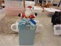 Santa lantern,2 snowmen mugs, & Christmas coasters