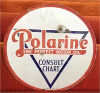 30" Original Polarine Porcelain Double Sided Sign