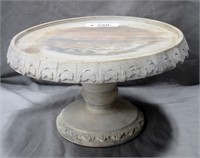 Carved Wooden Pedestal Cake Plate