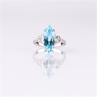 Sterling Silver Sky Blue & White Topaz Ring-SZ 7