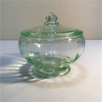 URANIUM GLASS LIDDED JAR