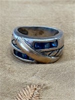 GOLD & SILVER SAPPHIRES RING SZ 5