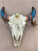 Vintage Eagle Head on Cow Skull Wall Display