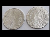 TWO 1 OZ INDIAN SILVER ROUNDS