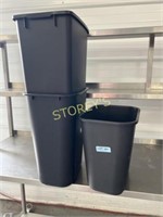 3 Asst Black Trash Bins