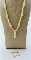 Carved Bone Necklace Lot