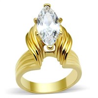 IP Gold (Ion Plating) Brass Ring with AAA Grade CZ