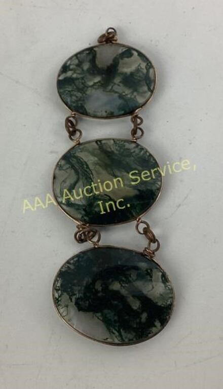 Victorian moss agate gold filled pocket watch fob