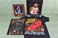 Michael Jordan memorabilia and Alonzo Mourning pla