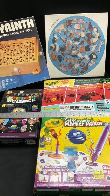 Board games,  round jigsaw puzzle, activities all