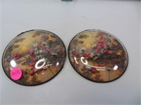 2 Antique Bubble Glass Pictures 4&1/2" each