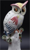 VTG German Ceramic/Porcelain Owl on Tree