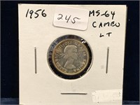 1956 Can Silver Ten Cent Piece  MS64  Toned