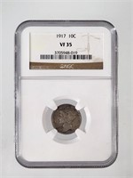 1917 MERCURY DIME NGC VF 35