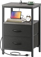 Huuger Nightstand with Charging Station, Side