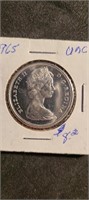 1965 Elizabeth Canidian 50 Cents--unc