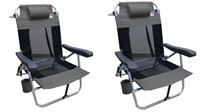 2-Pk Outdoor Spectator Reclining Beach Chair