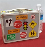 Vintage 1972 road sign metal lunch box