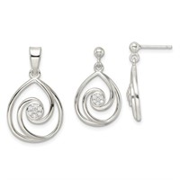 Sterling Silver Crystal Pendant and Earrings Set