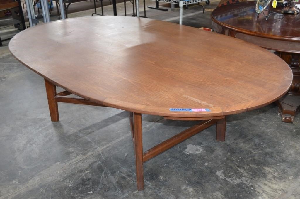 Large Oval Wooden Card Table with Pullouts