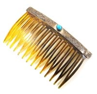 VTG NAVAJO MADE STERLING SILVER HAIR COMB ACCENT
