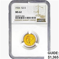 1926 $2.50 Gold Quarter Eagle NGC MS62