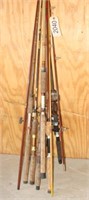 Grouping of Vintage & Other Fishing Poles w/Reels