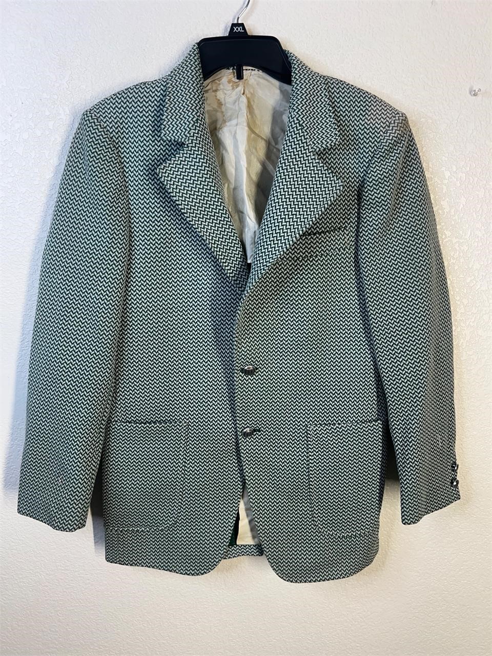 Vintage 70s Green Houndstooth Jacket