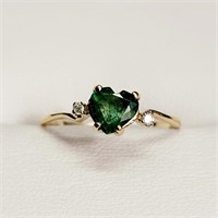 $1515 10K  Natural Emerald(0.7ct) Diamond(0.03ct)